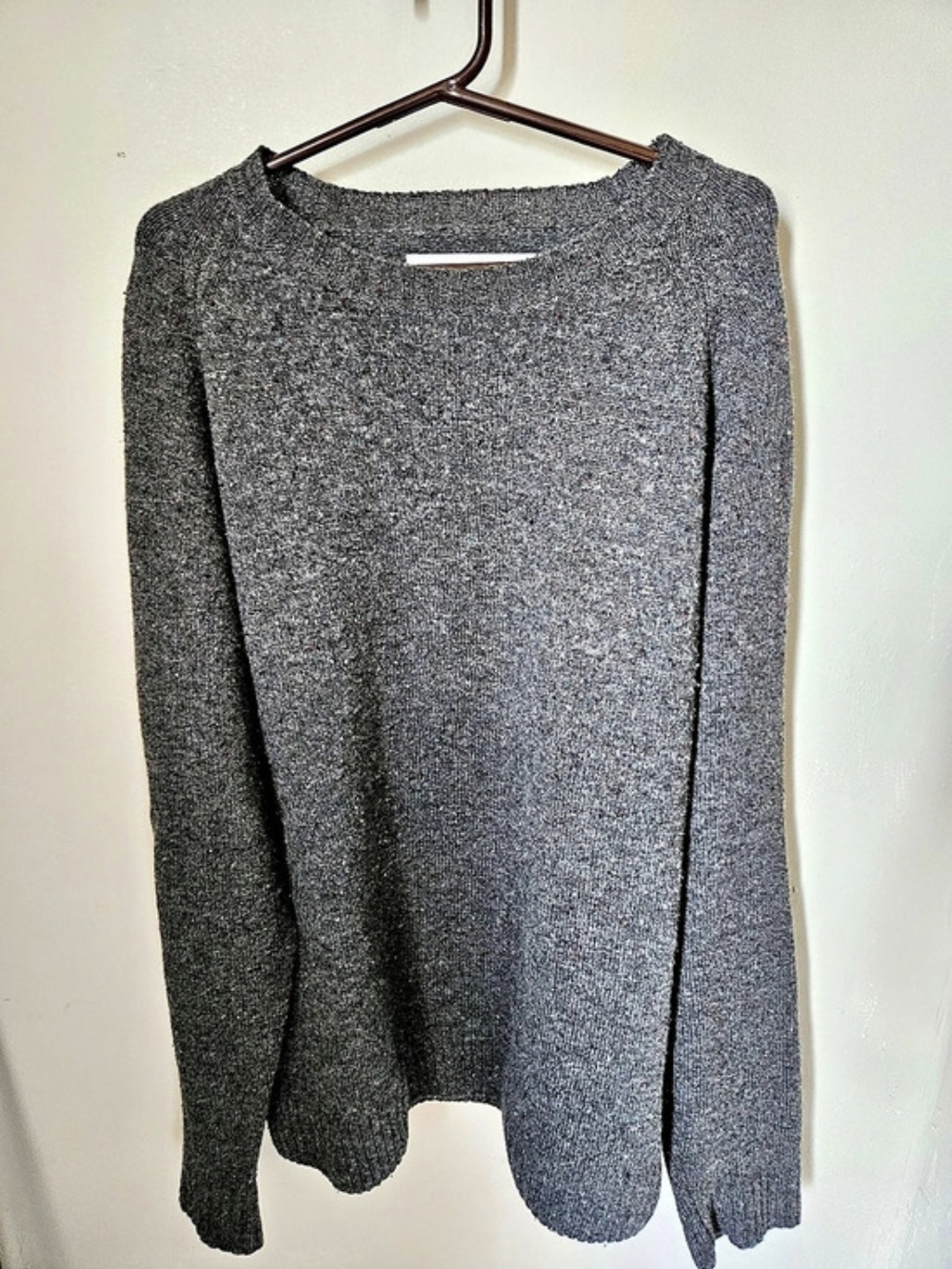 Wills Speckled Merino Crewneck Sweater Gray Large